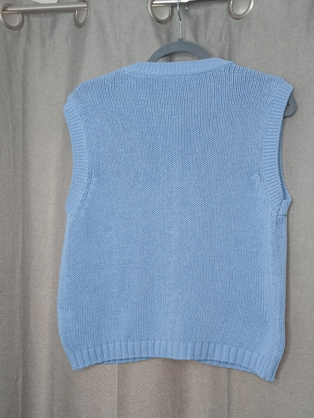 NWT ZARA Light Blue Argyle Knit Vest with Gold Buttons- SIZE LARGE - Picture 5 of 6